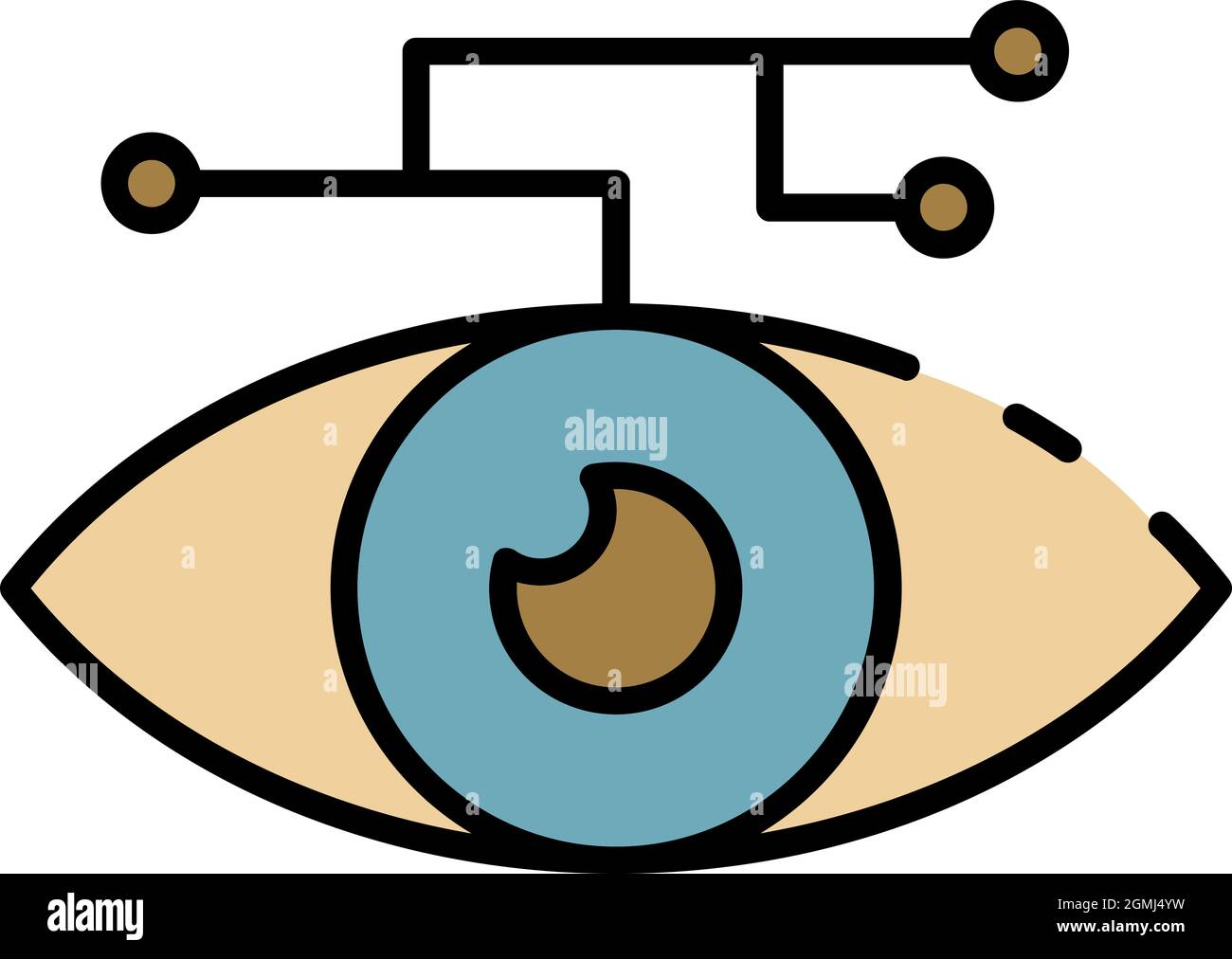 Artificial learning eye icon. Outline artificial learning eye vector icon color flat isolated Stock Vector