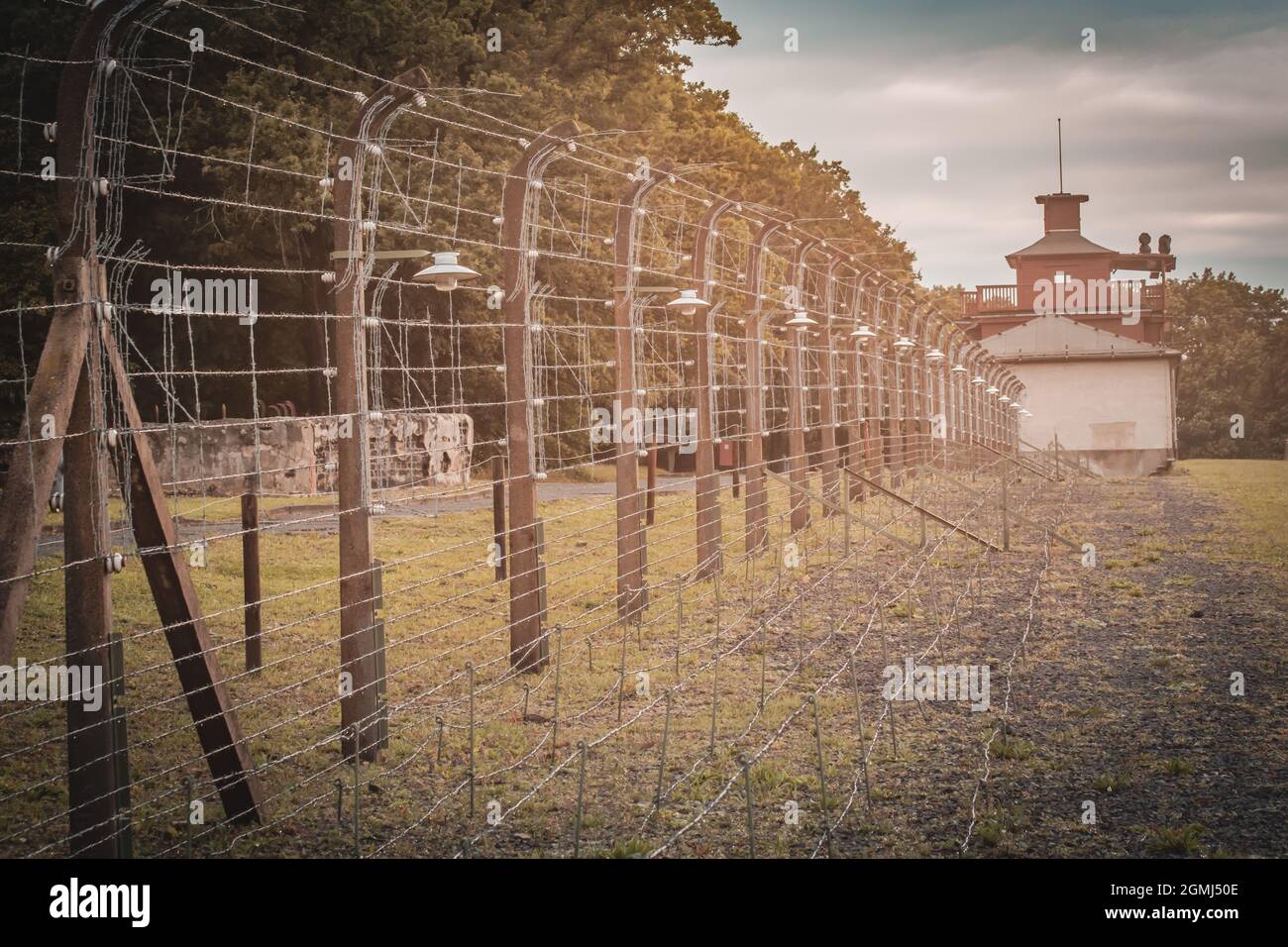 Gate building to Buchenwald concentration camp Stock Photo