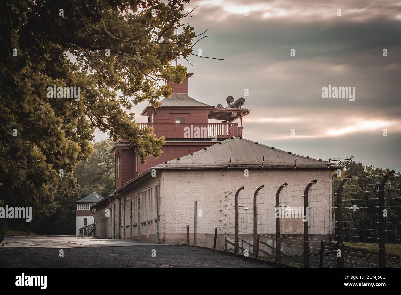 Gate building to Buchenwald concentration camp Stock Photo