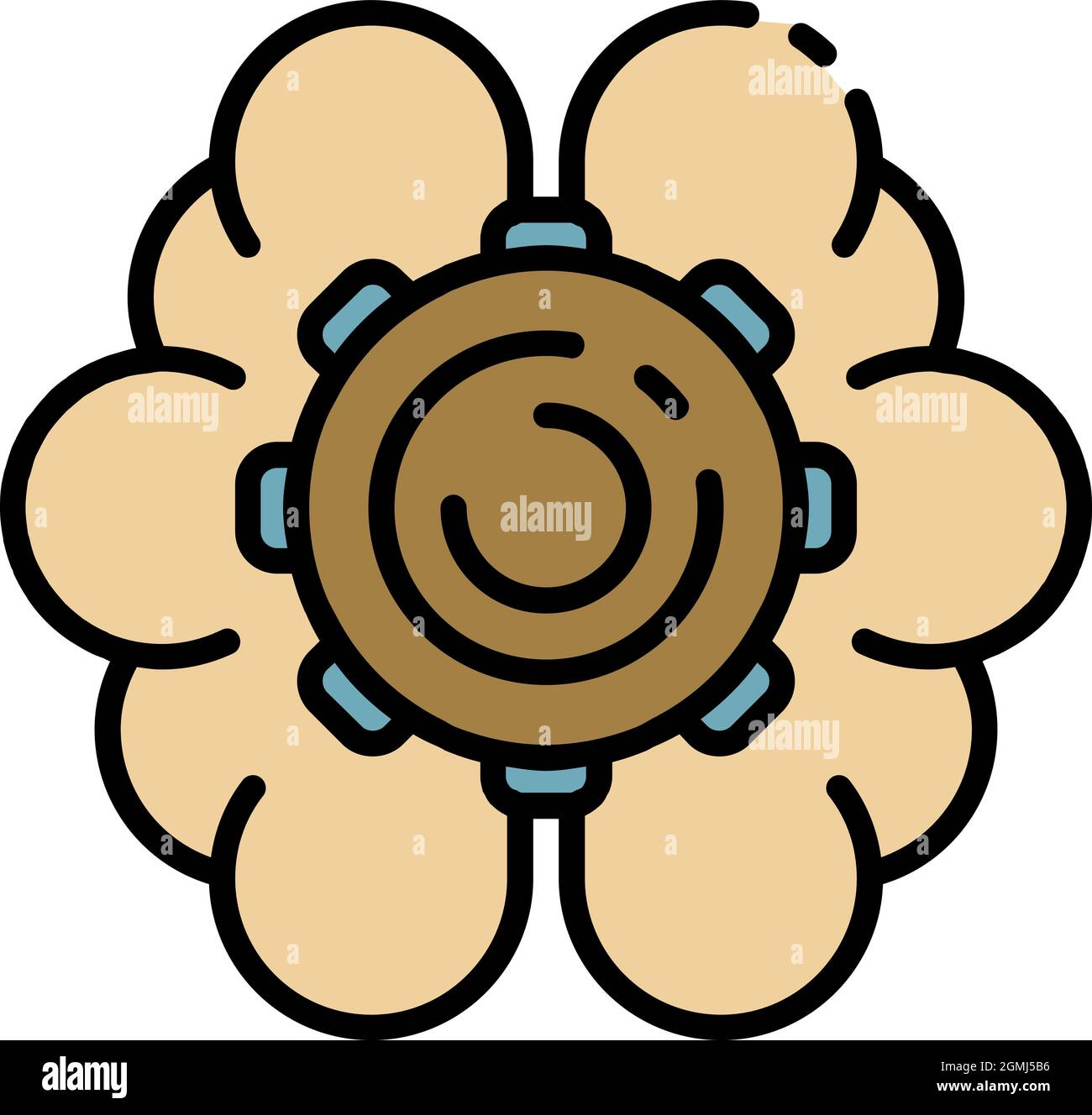 Brain learning icon. Outline brain learning vector icon color flat ...