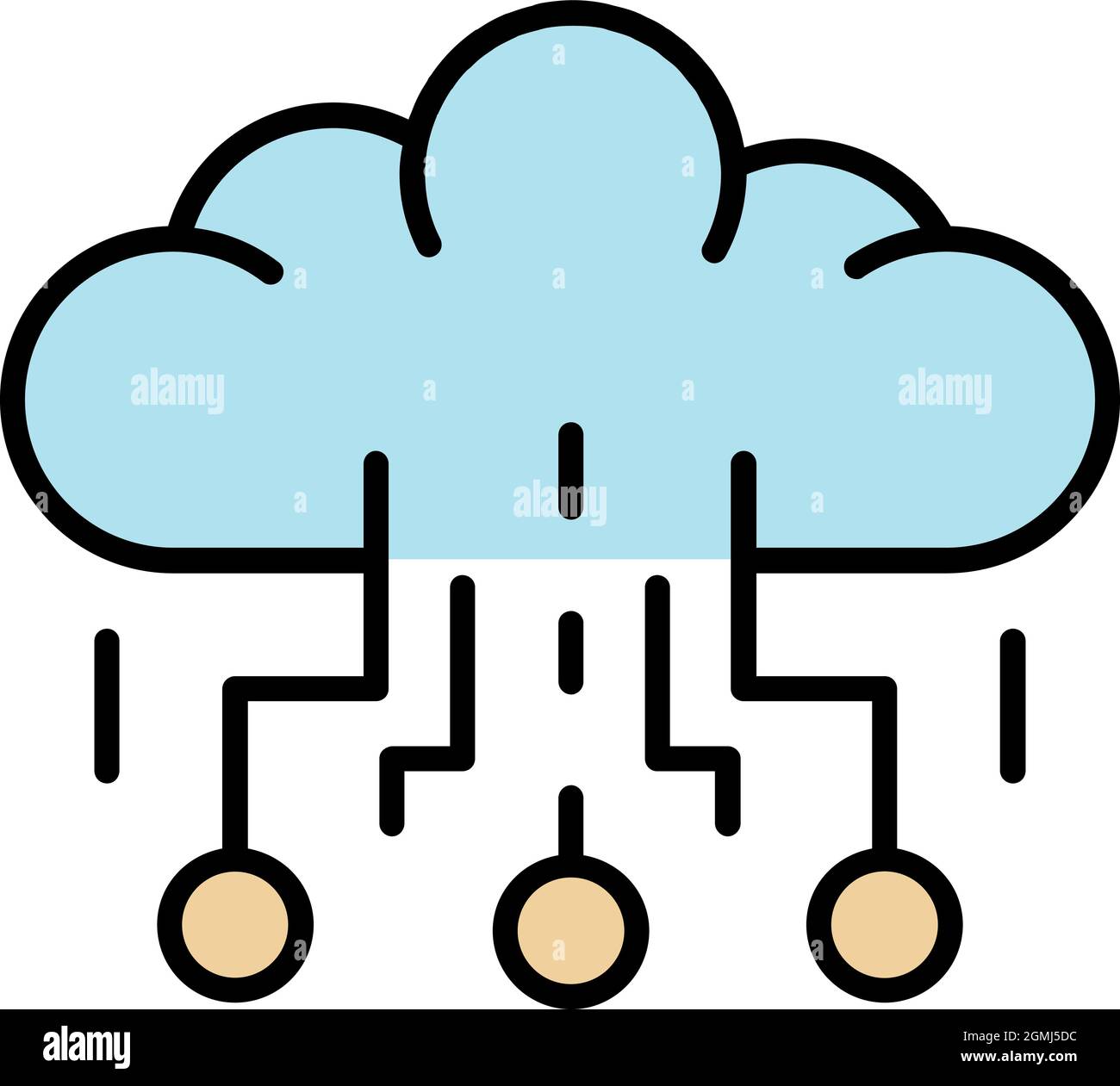 Data cloud learning icon. Outline data cloud learning vector icon color flat isolated Stock Vector