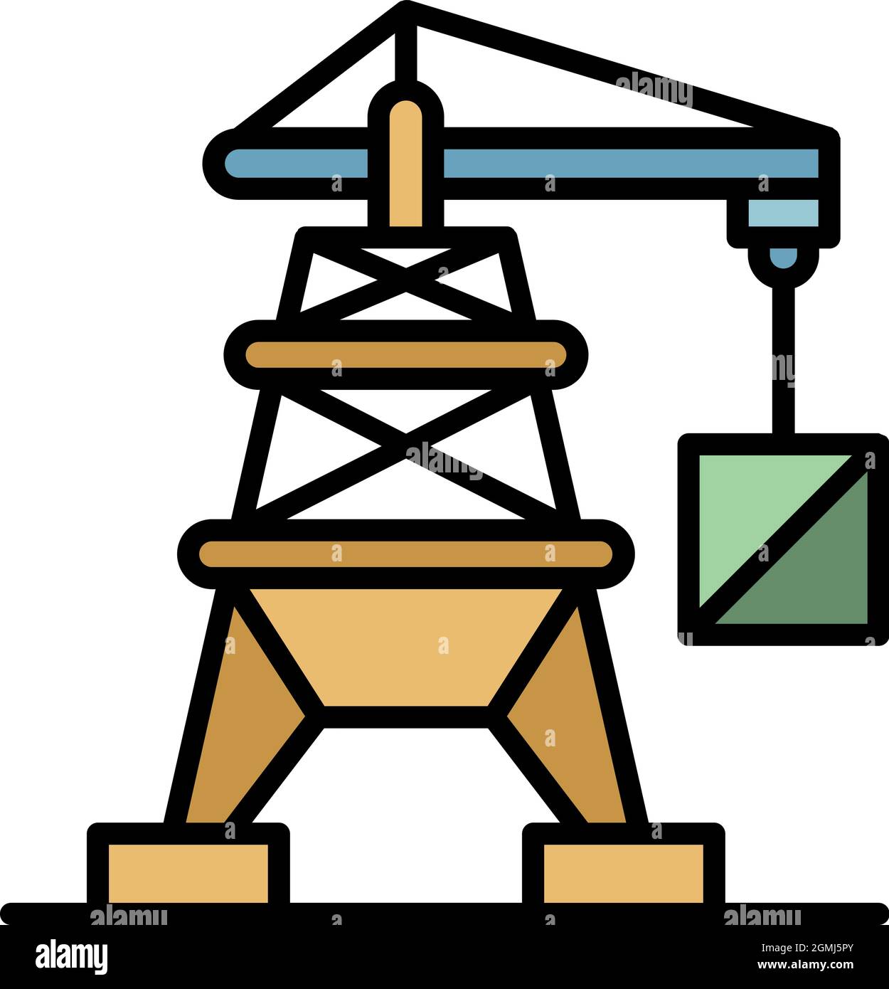Port crane icon. Outline port crane vector icon color flat isolated ...