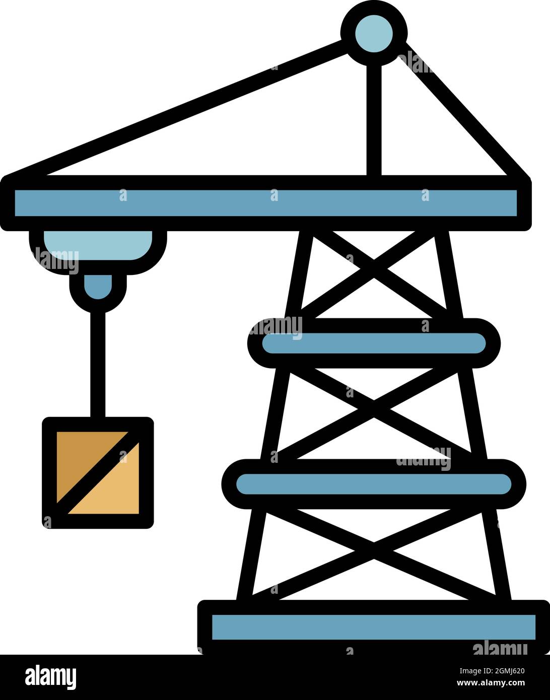 Port crane icon. Outline port crane vector icon color flat isolated ...