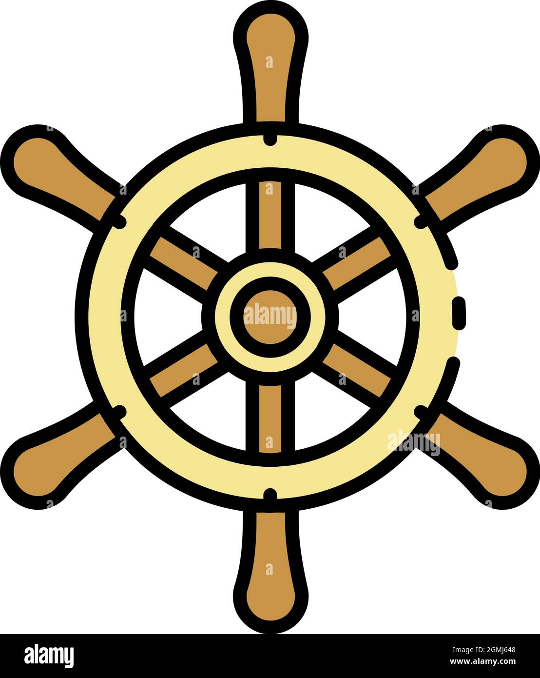 Ship steering wheel icon. Outline ship steering wheel vector icon color