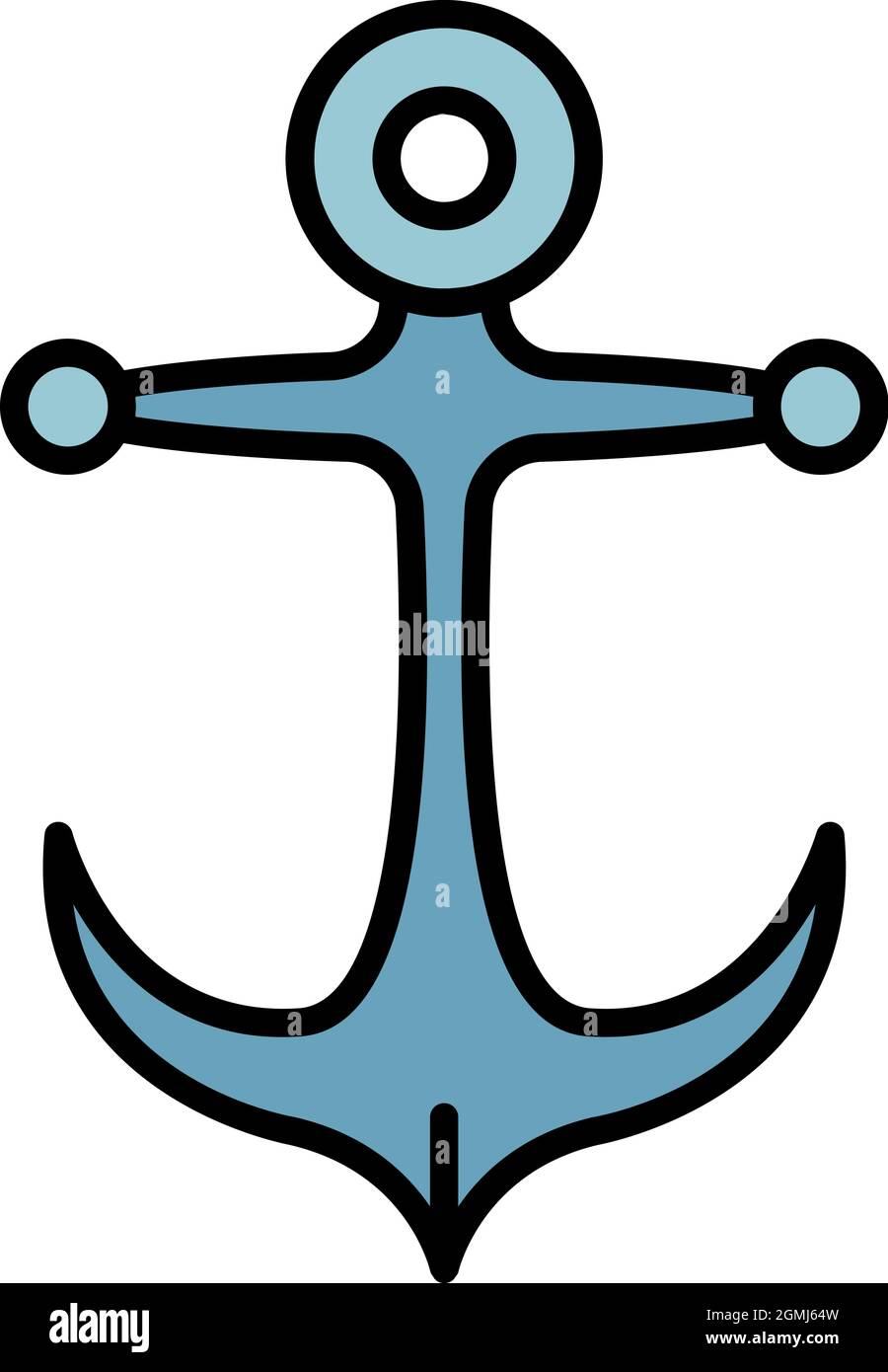 Ship anchor icon. Outline ship anchor vector icon color flat