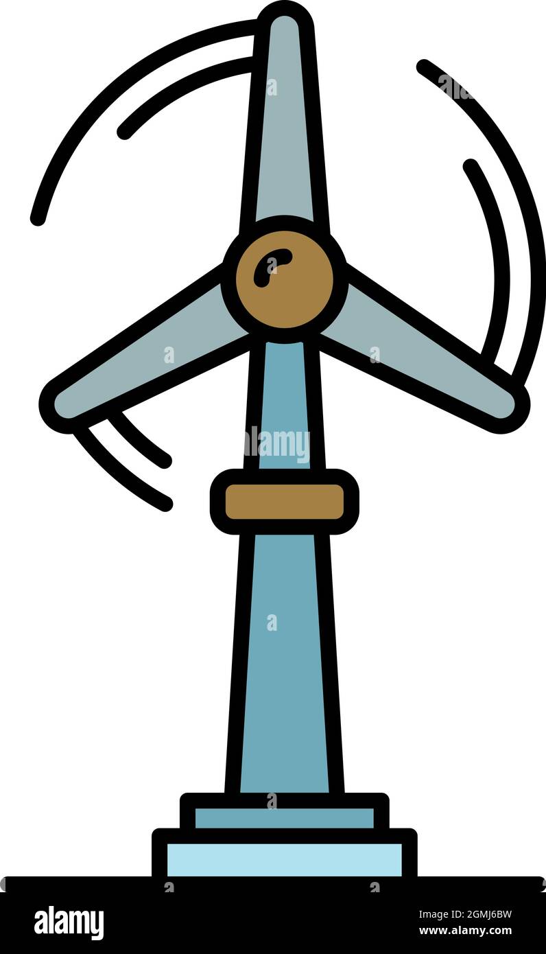Wind turbine plant icon. Outline wind turbine plant vector icon color ...