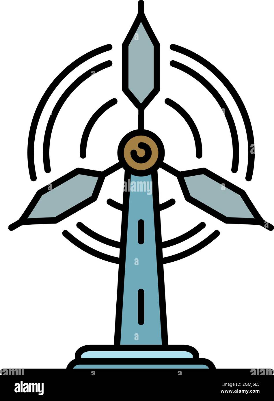 Wind turbine energy icon. Outline wind turbine energy vector icon color ...