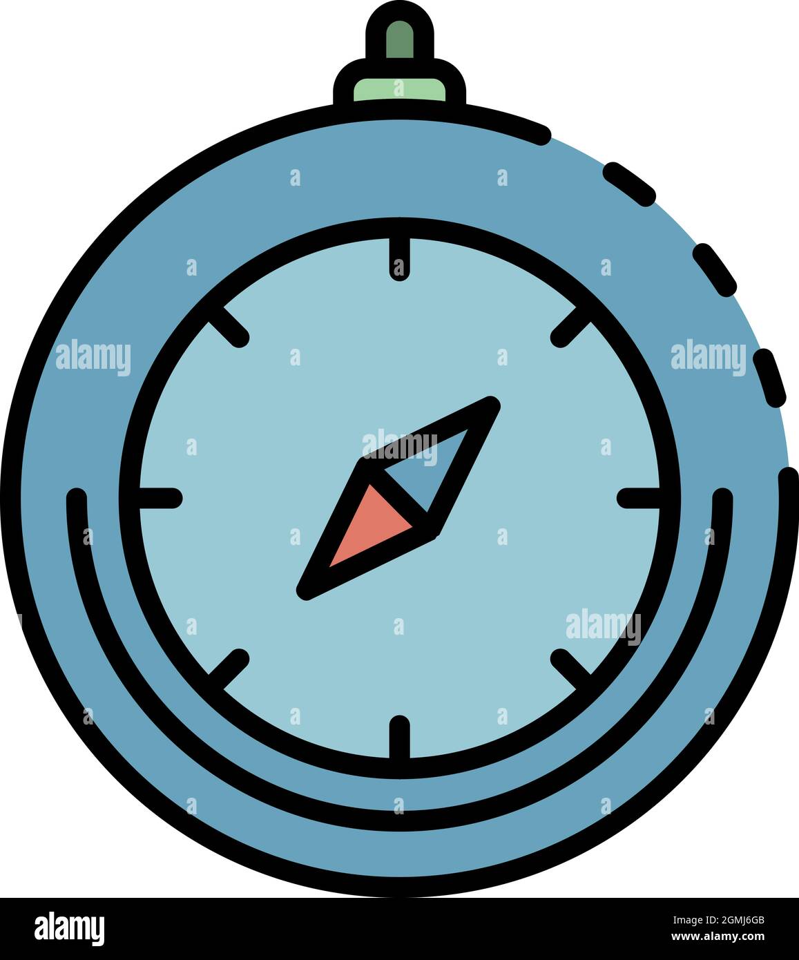 Marine compass icon. Outline marine compass vector icon color flat