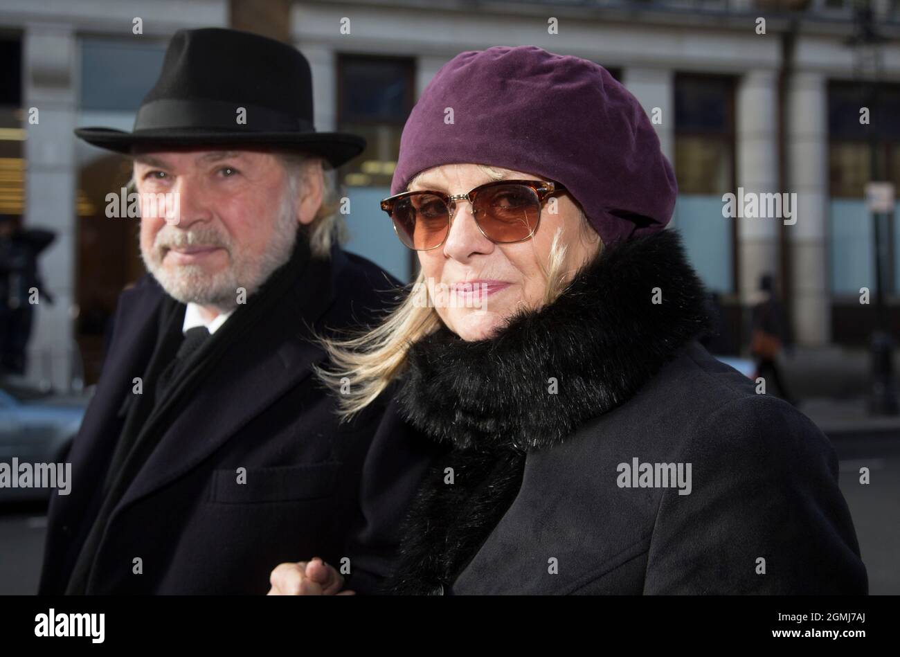 Pic shows: Twiggy with Husband Leigh Lawson   Funeral of Roger Lloyd-Pack - 'Trigger' from Only Fools and Horses.  Mourners arriving at the service at Stock Photo