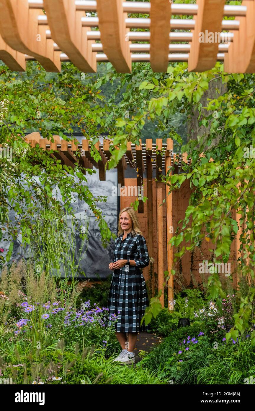 London, UK. 19th Sep, 2021. Sophie Raworth on The Florence Nightingale Garden: A Celebration of Modern-Day Nursing Designed by Robert Myers - Final Preparations for the 2021 Chelsea Flower Show. The show was cancelled last year due to the coronavirus lockdowns. Credit: Guy Bell/Alamy Live News Stock Photo