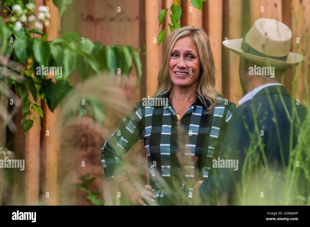 London, UK. 19th Sep, 2021. Sophie Raworth on The Florence Nightingale Garden: A Celebration of Modern-Day Nursing Designed by Robert Myers - Final Preparations for the 2021 Chelsea Flower Show. The show was cancelled last year due to the coronavirus lockdowns. Credit: Guy Bell/Alamy Live News Stock Photo