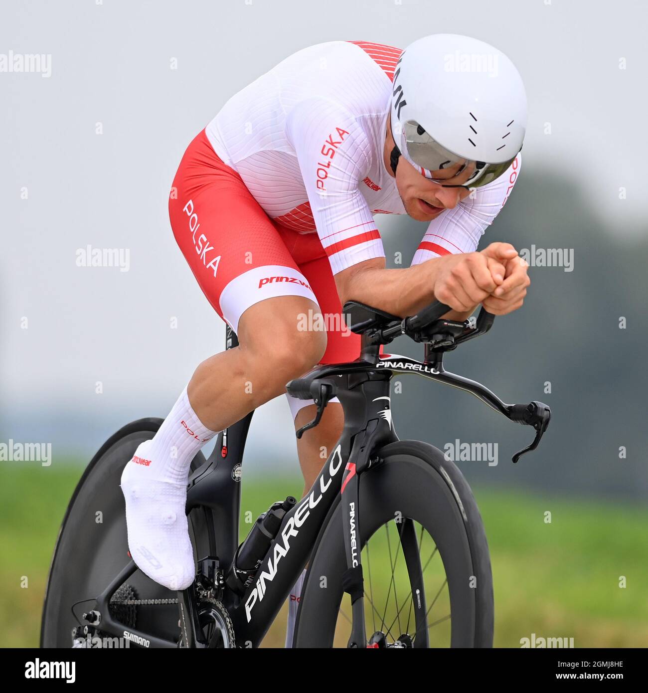 Polish Michal Kwiatkowski of Ineos Grenadiers pictured in action during the  men elite time trial race, 43,3 km from Knokke-Heist to Brugge, at the UCI  Stock Photo - Alamy