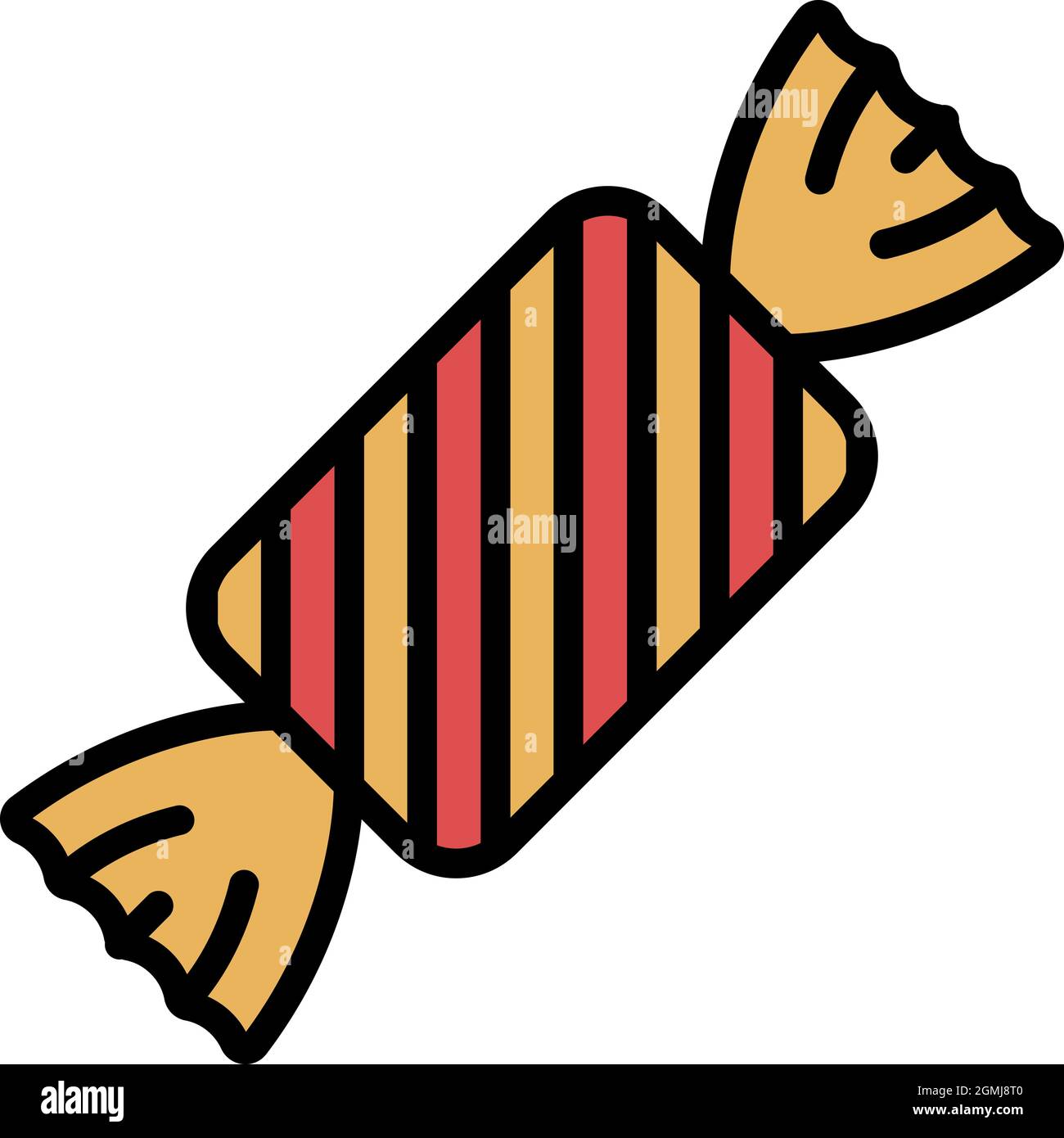 Striped pack toffee icon. Outline striped pack toffee vector icon color flat isolated Stock Vector