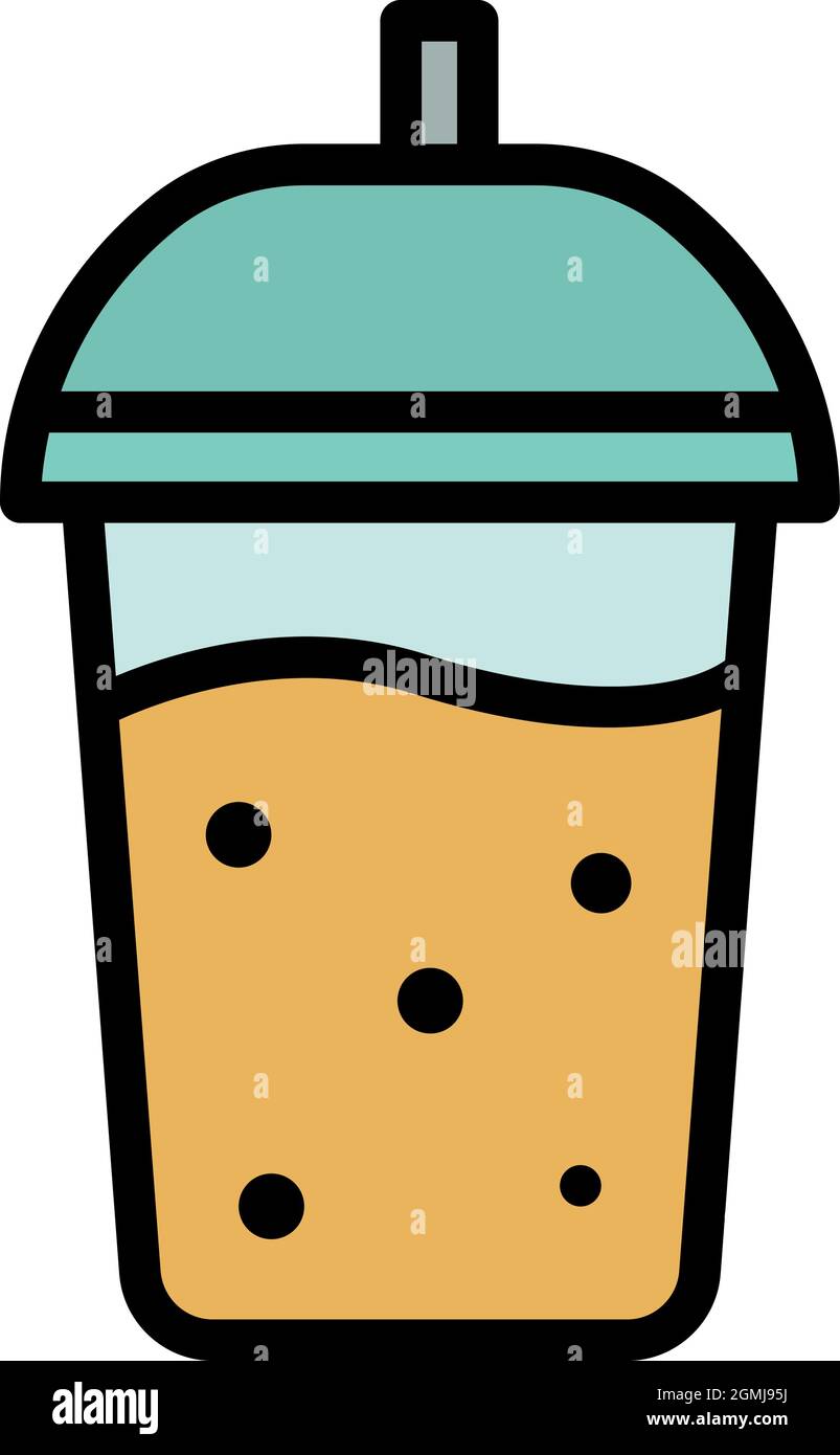 Fruit smoothie icon. Outline fruit smoothie vector icon color flat ...
