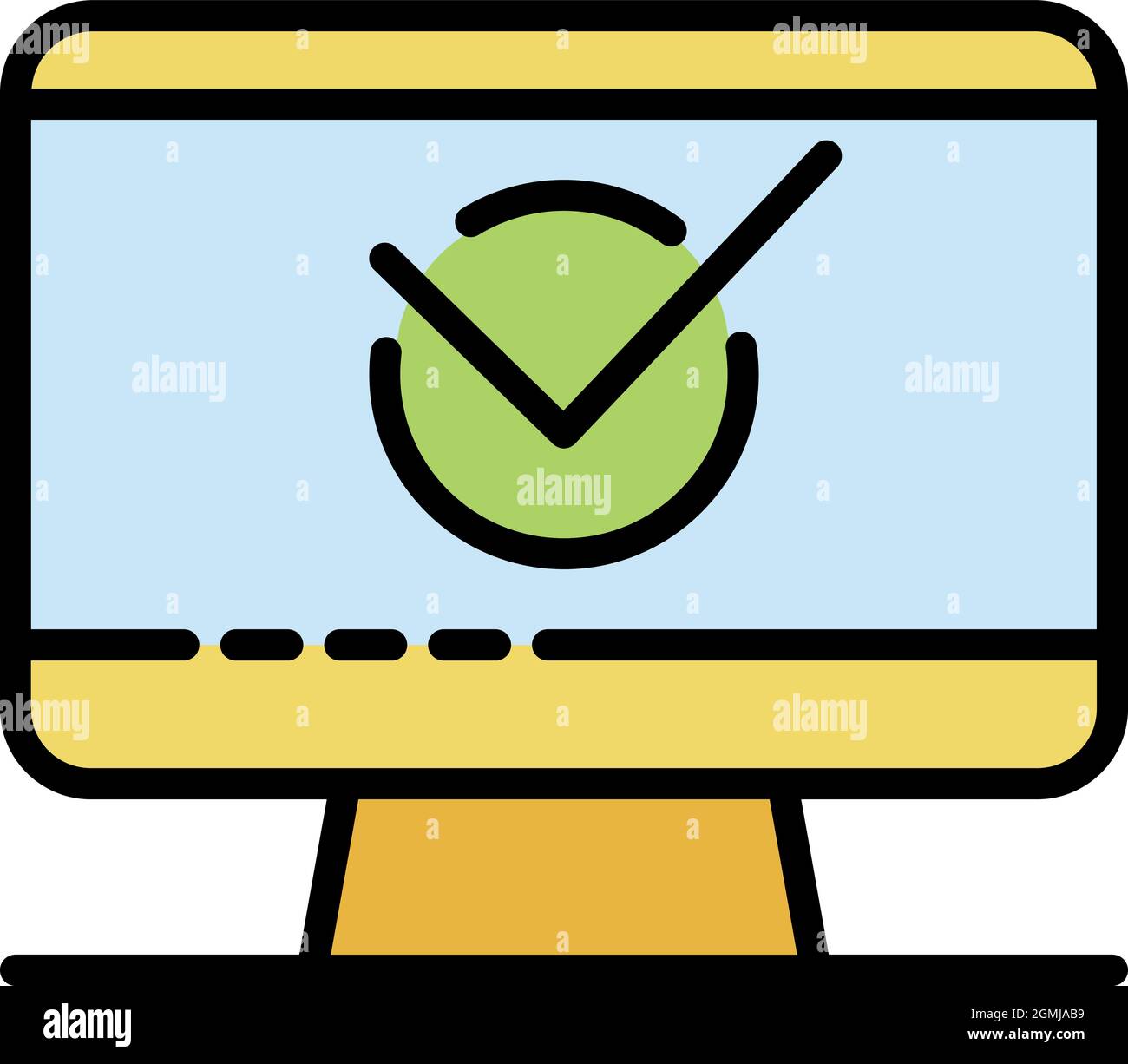 Computer check note icon. Outline computer check note vector icon color ...