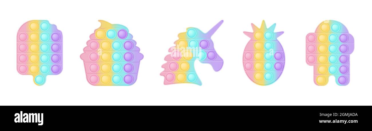 Set of 5 forms pop it a fashionable silicon toys for fidgets. Addictive ...