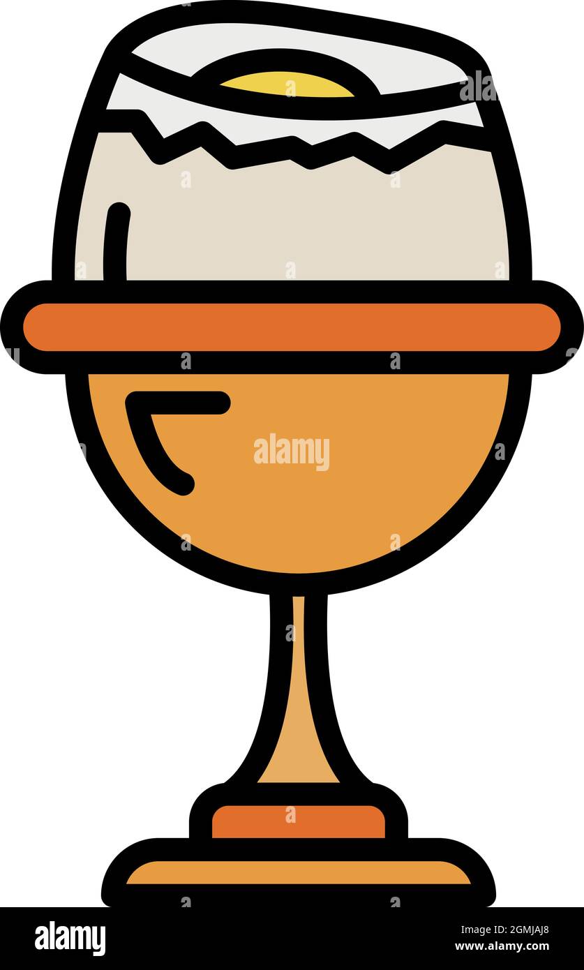 Boiled egg on stand icon. Outline boiled egg on stand vector icon color flat isolated Stock Vector