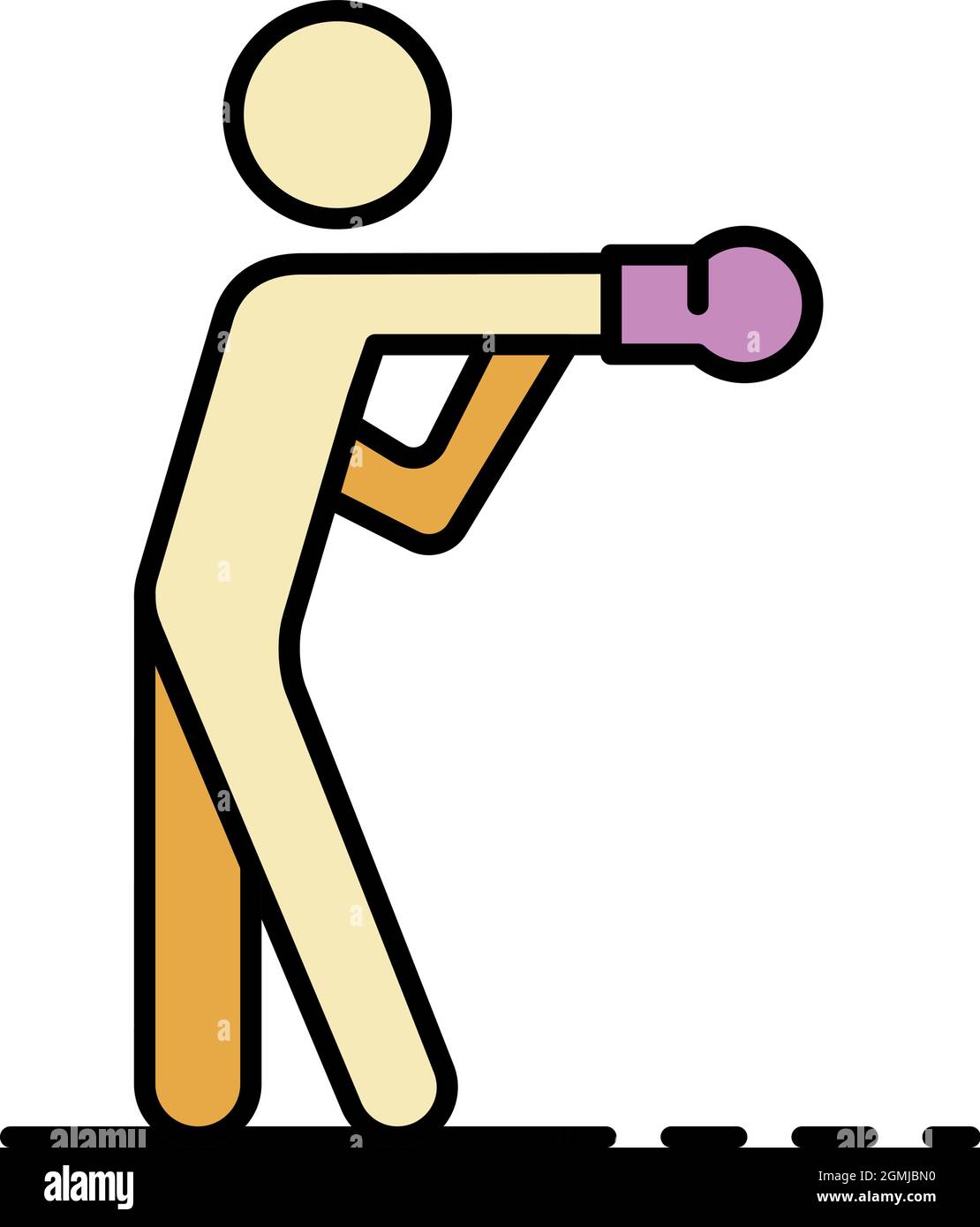 Boxing man icon. Outline boxing man vector icon color flat isolated ...
