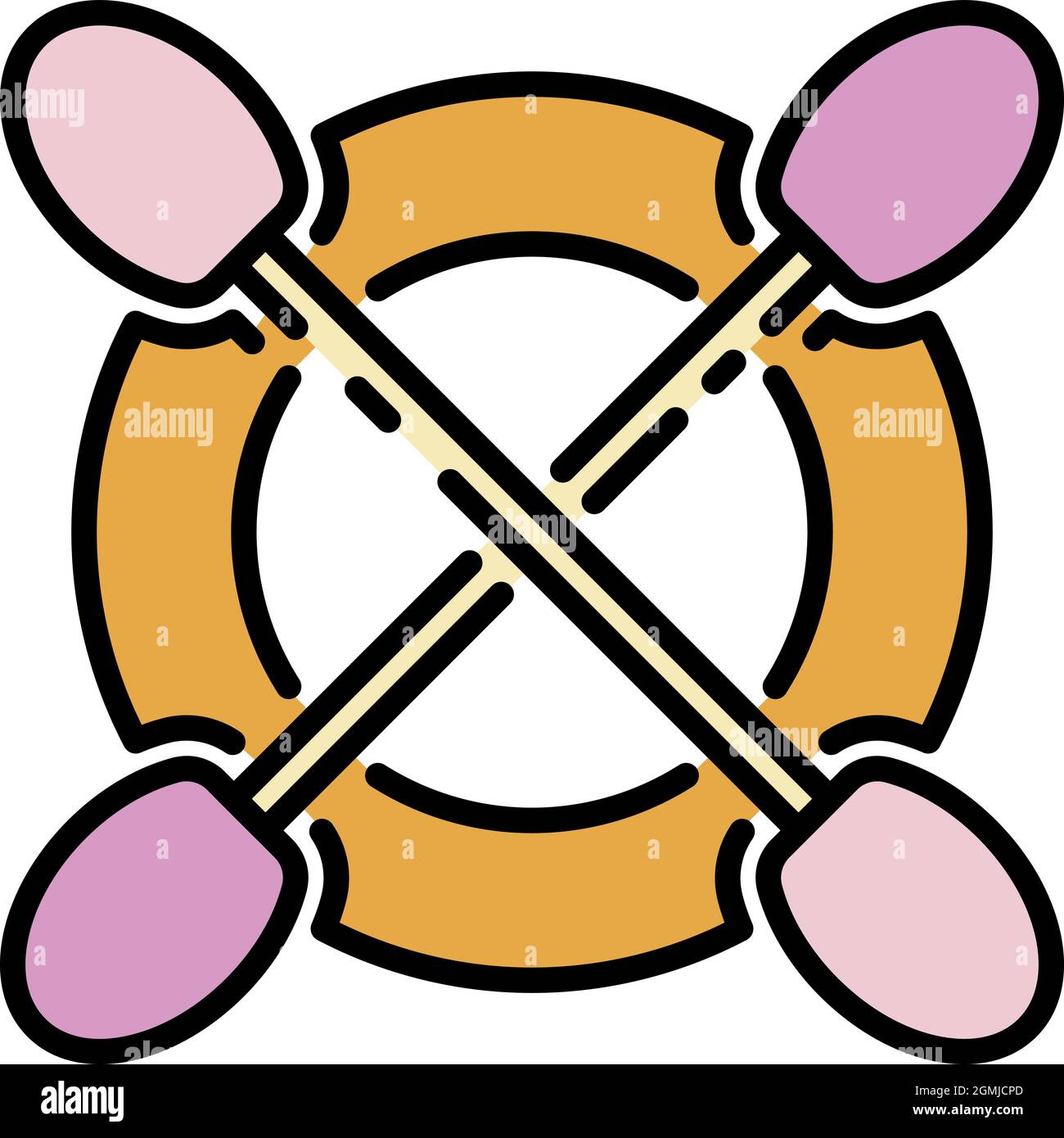 Crossed kayak paddles icon. Outline crossed kayak paddles vector icon