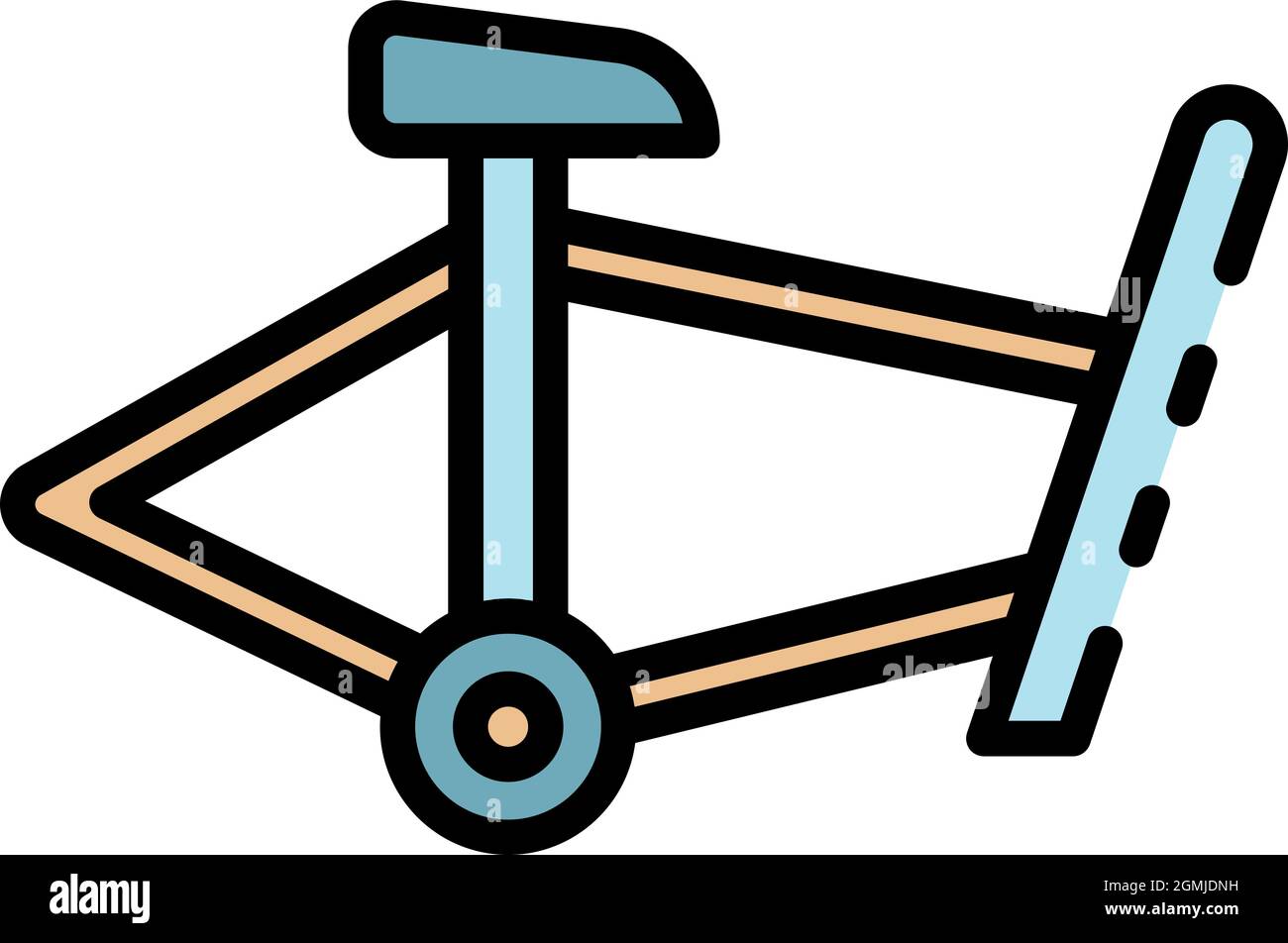 Bicycle frame icon. Outline bicycle frame vector icon color flat