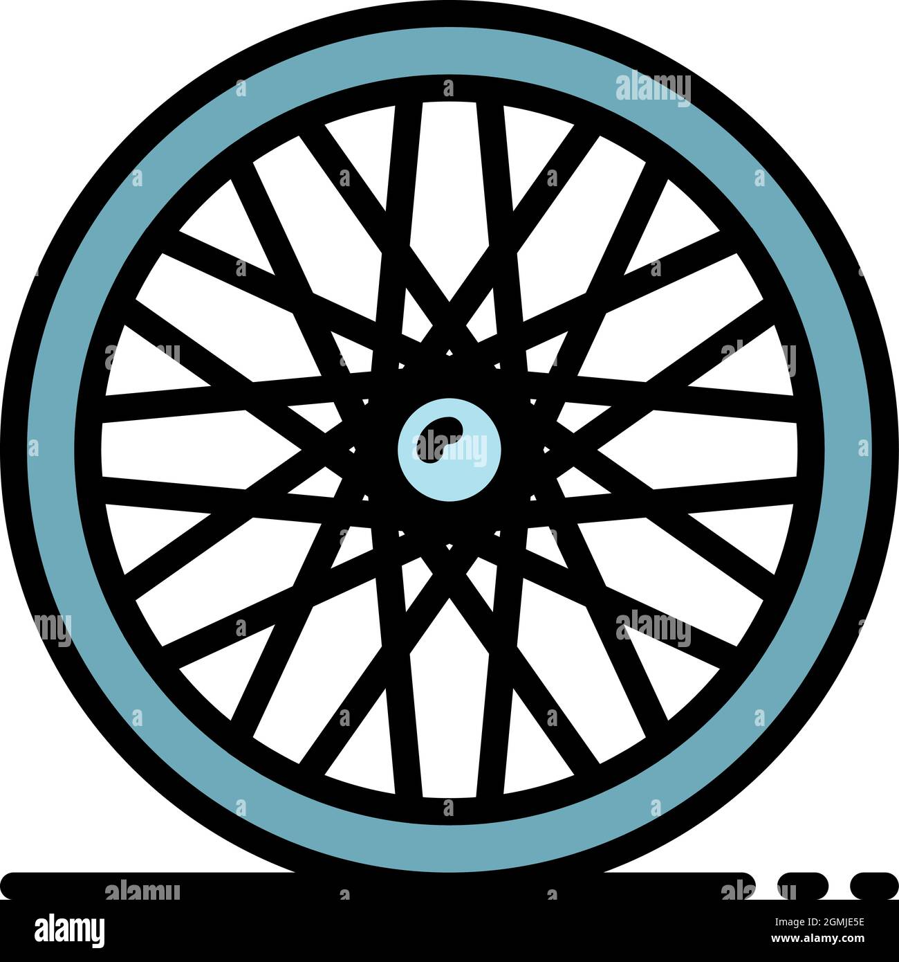 Cycling back wheel icon. Outline cycling back wheel vector icon color flat isolated Stock Vector