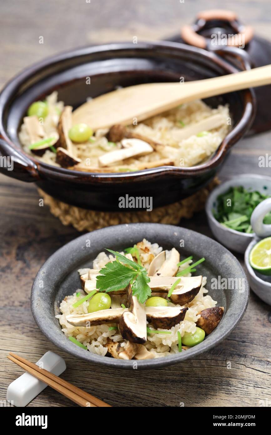 Matsutake Gohan( boiled rice with matsutake mushrooms ), Japanese ...