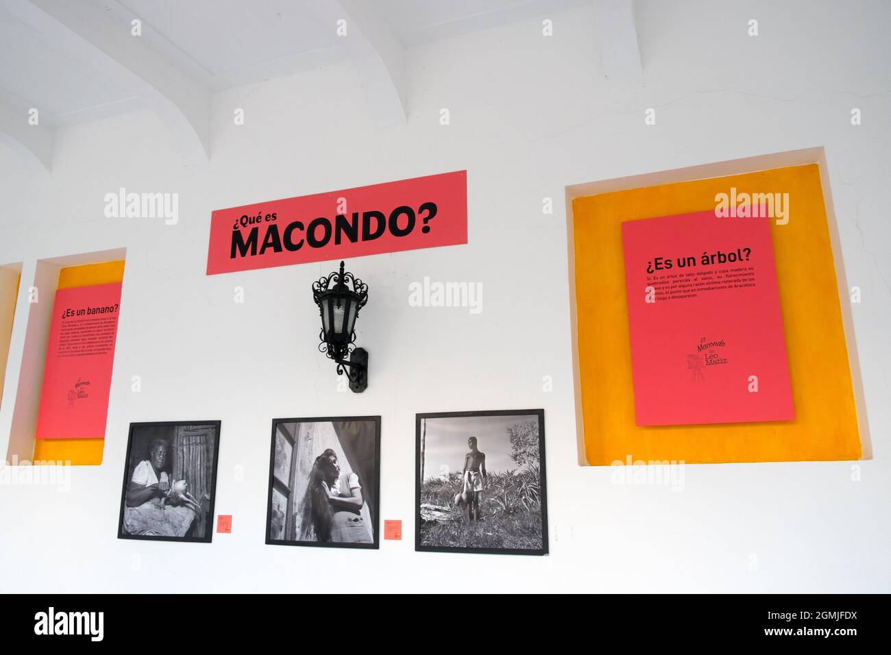 Photography exhibit on 'Macondo,' Gabriel García Márquez's fictional town, at the Universidad de Cartagena, Colombia Stock Photo