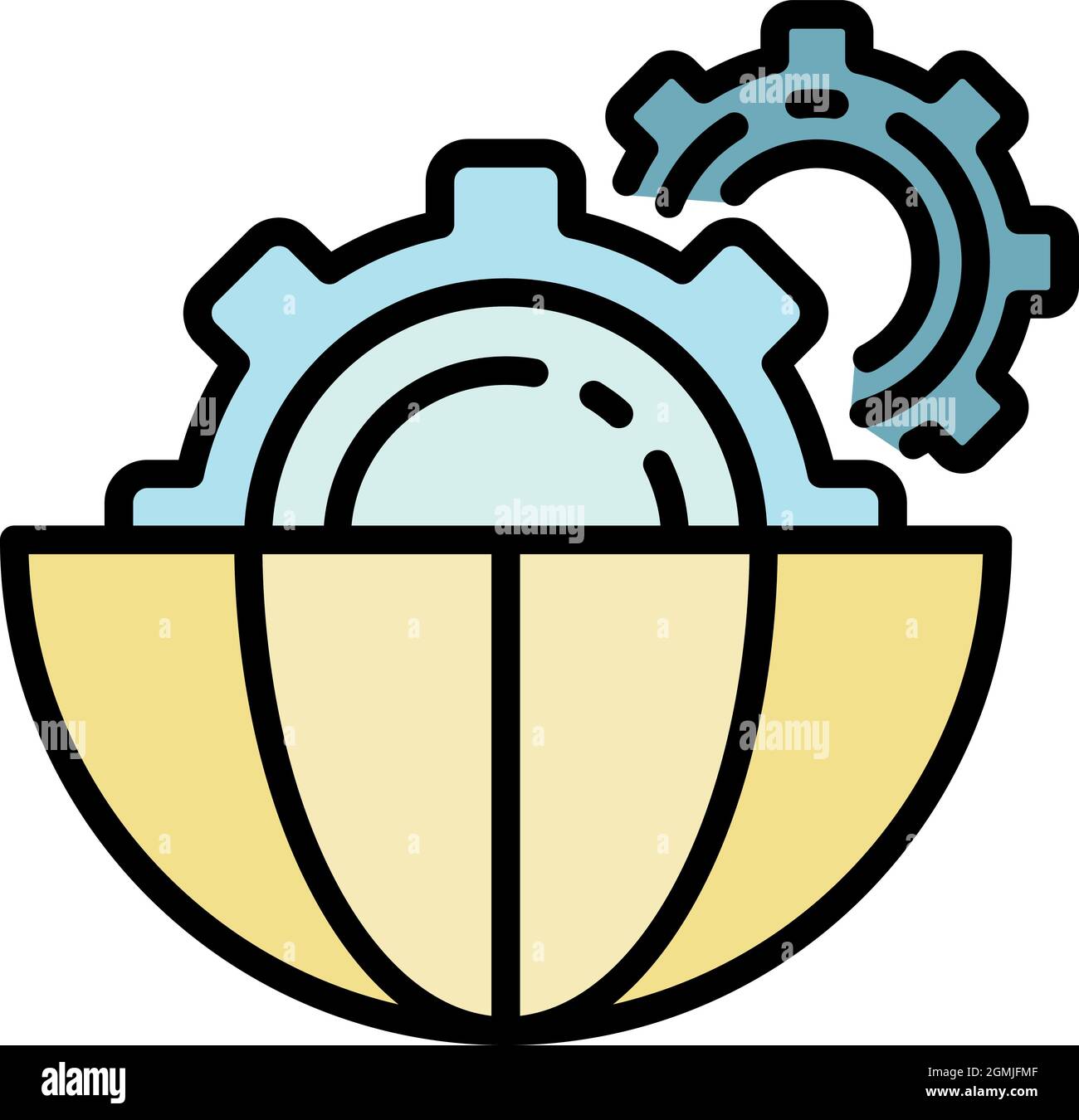 Ai gear style icon. Outline ai gear style vector icon color flat ...