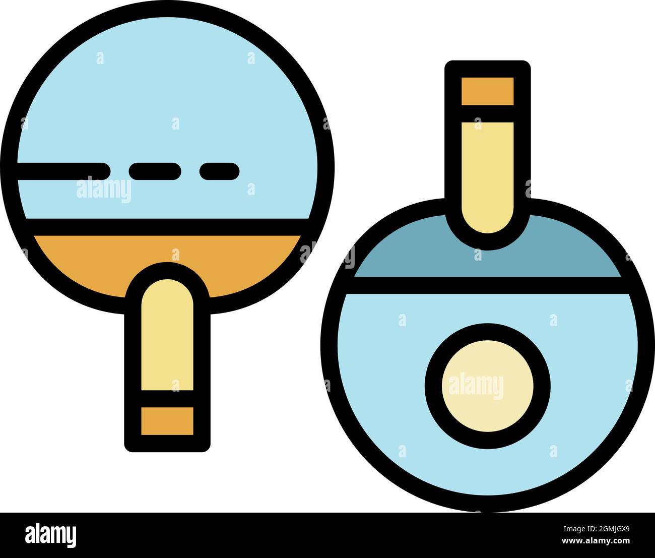 Two ping pong paddles icon. Outline two ping pong paddles vector icon
