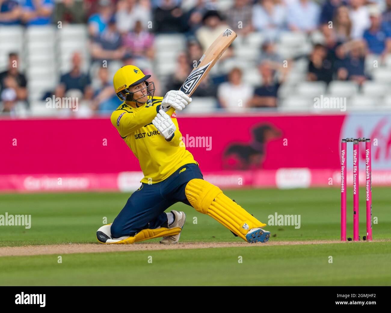 Toby Albert of Hampshire Hawks batting in the Vitality Blast T20 Finals Day at Edgbaston. Stock Photo