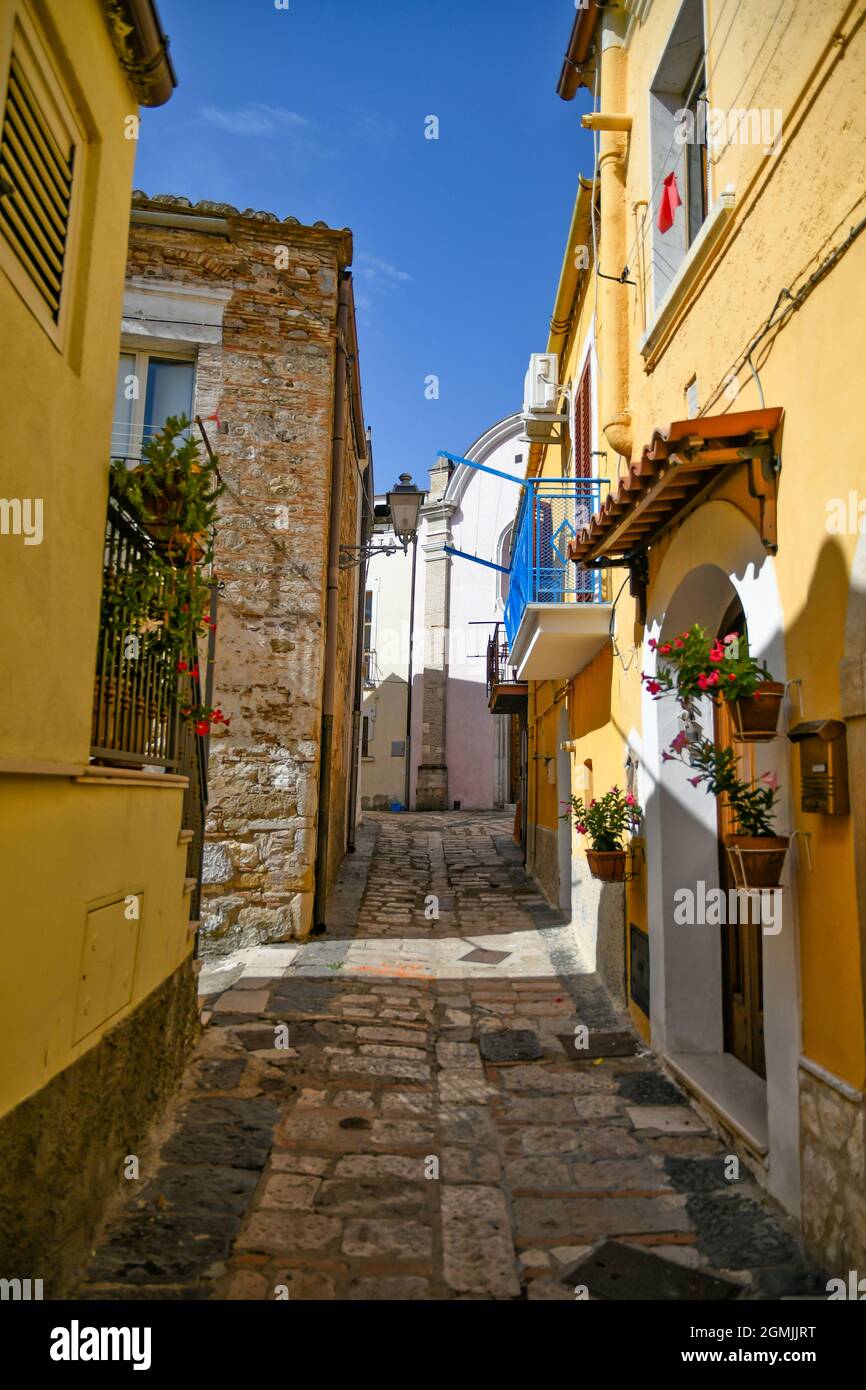 A narrow street in Ascoli Satriano, an old town in the province of Foggia, Italy. Stock Photo