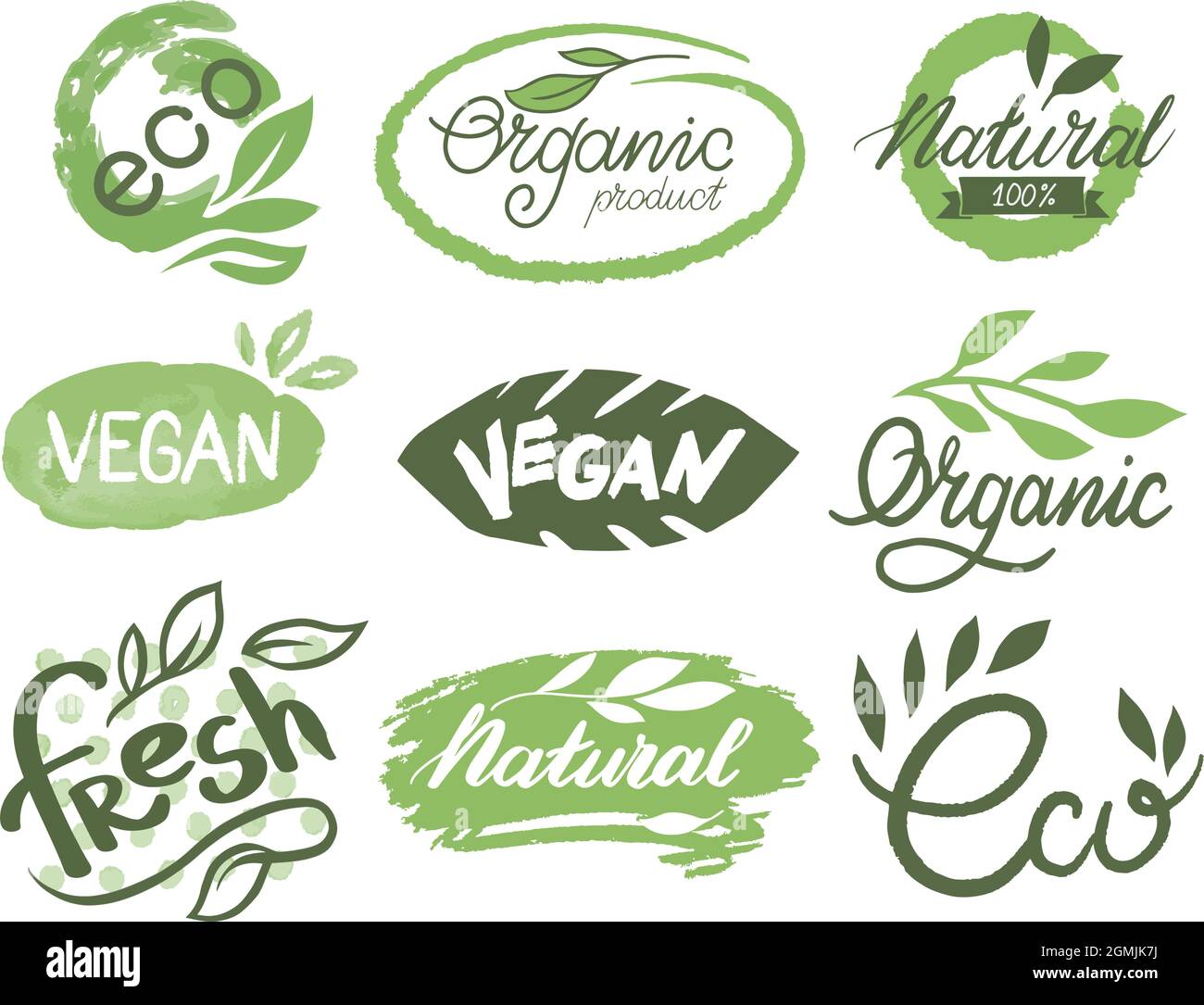 Eco and natural products labels and emblems vector Stock Vector Image ...