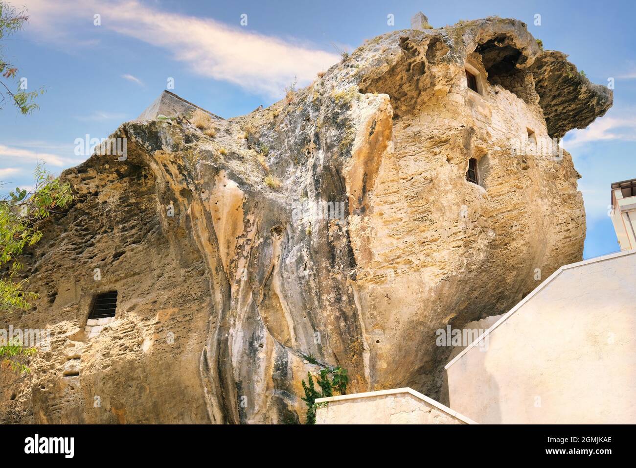 View of the incredible fairy house an house in the rock at Sedini