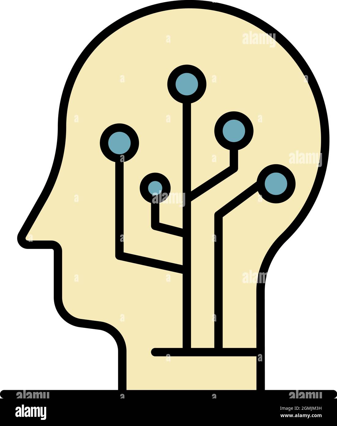 Artificial learning icon. Outline artificial learning vector icon color ...