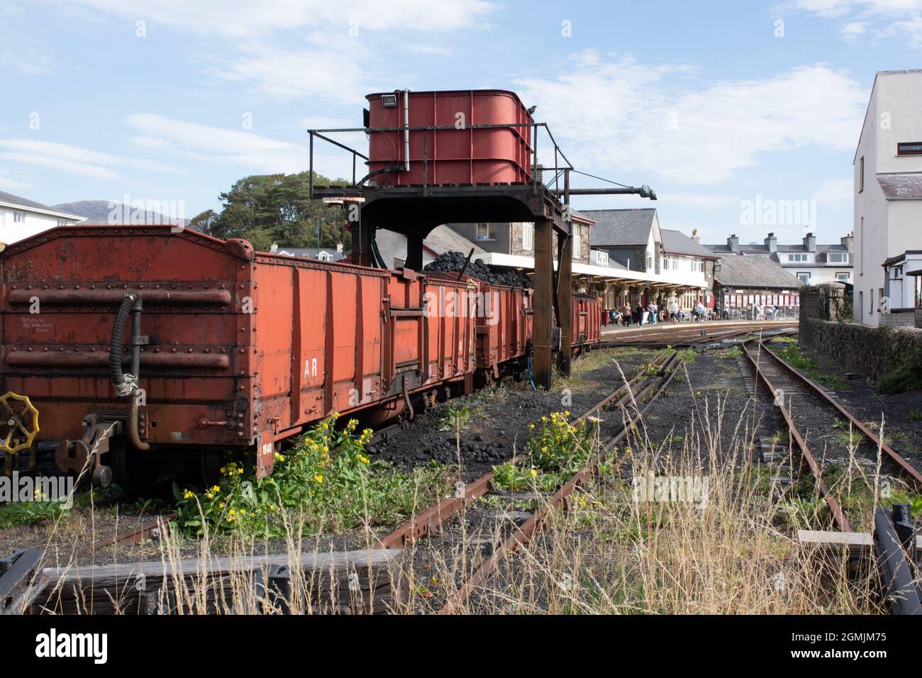 Ffestiniog Railway, Porhmadog Station coal and water siding Stock Photo