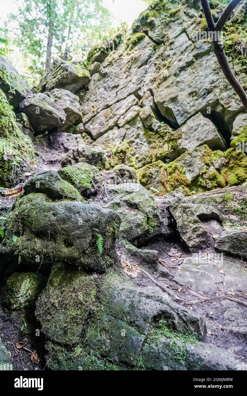 Singhampton cave and hiking trail in Ontario Canada is famous for