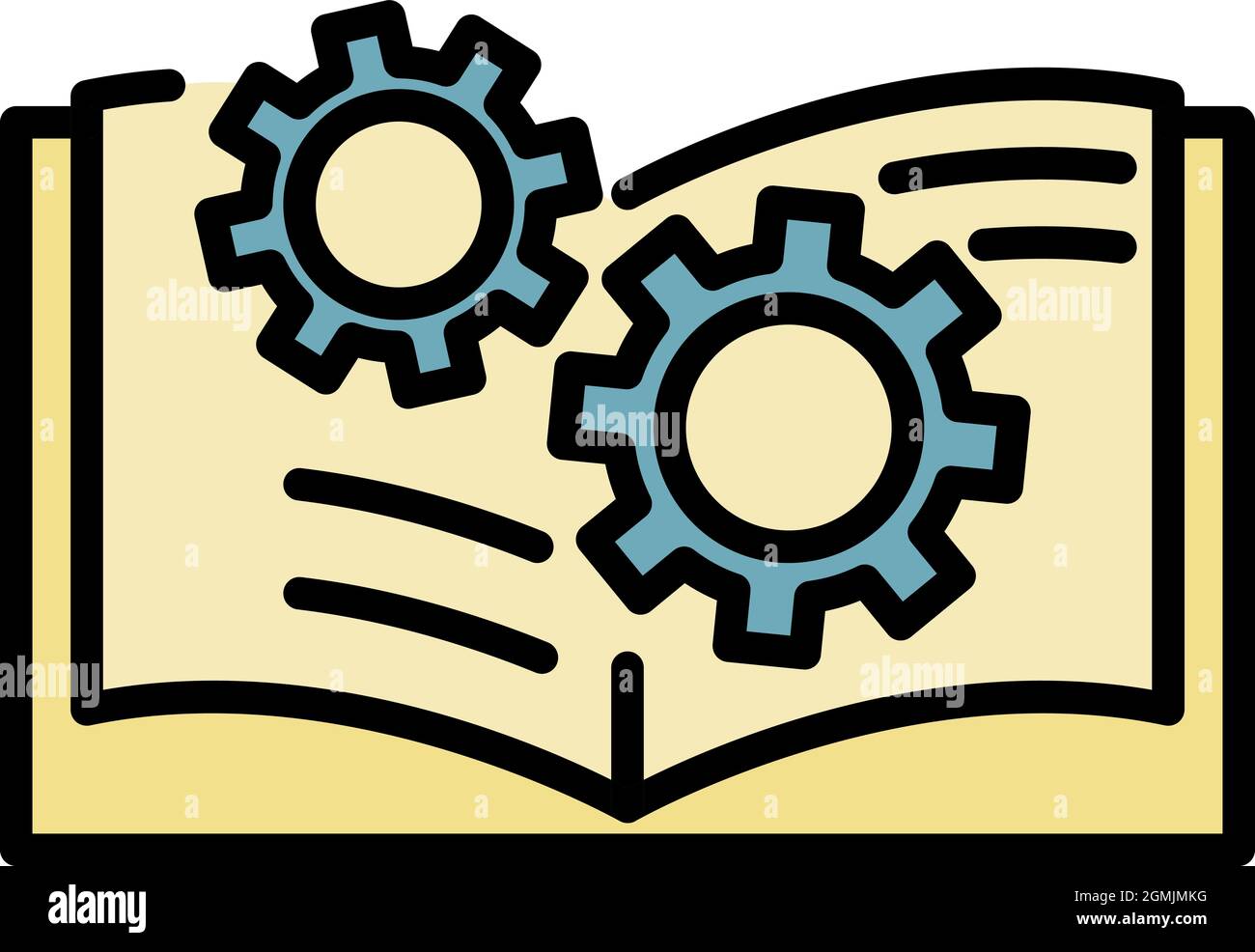 Gear user guide icon. Outline gear user guide vector icon color flat ...