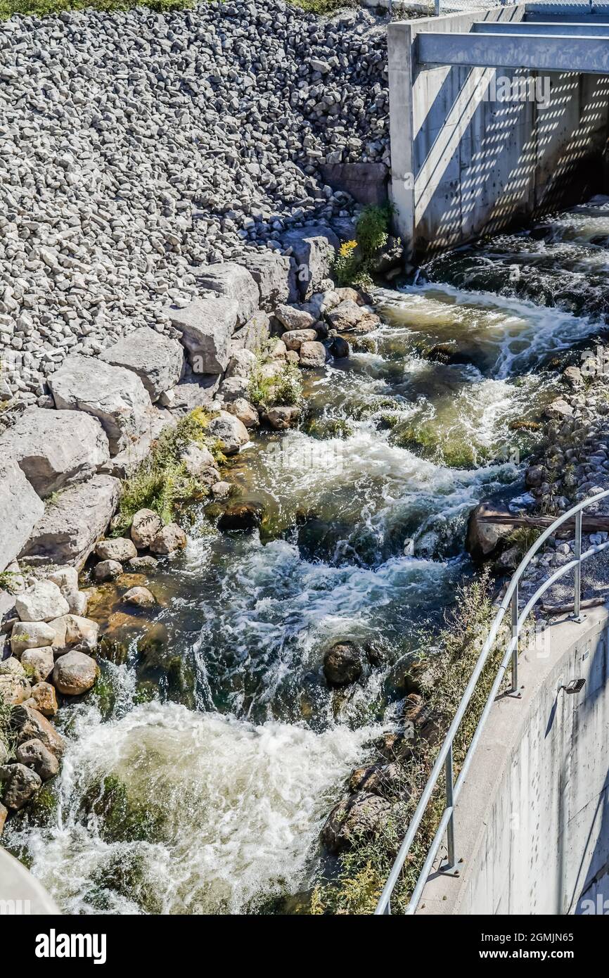 Thornbury fishway or fish ladder allows fishes such as salmon and