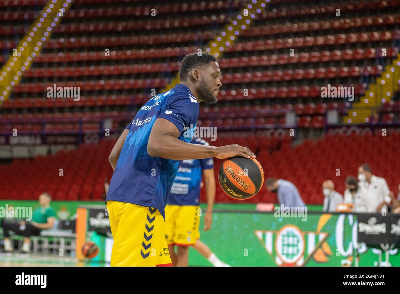 SEVILLE, SPAIN - 18 SEPTEMBER 2021: Babatunde Olumuyiwa of Morabanc Andorra  Basket during the ACB League's match between Coosur Real Betis and MoraBanc  Andorra at San Pablo Sport Centre, Seville, Spain. Credit:
