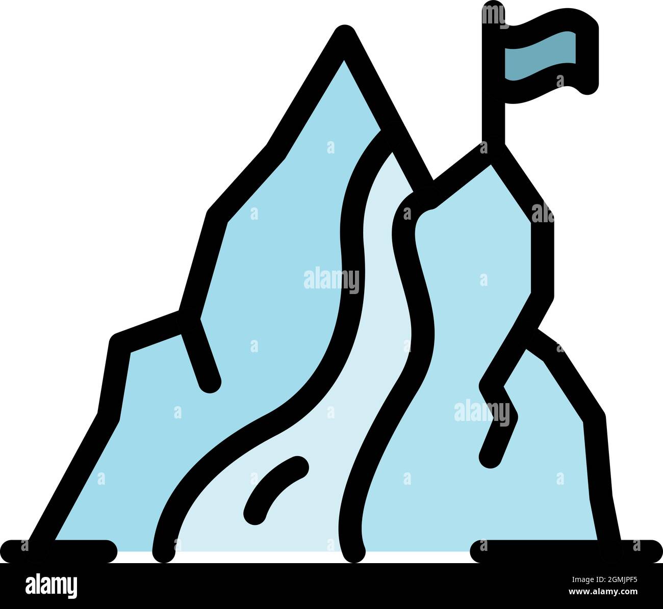 Mountain cascade icon. Outline mountain cascade vector icon color flat ...