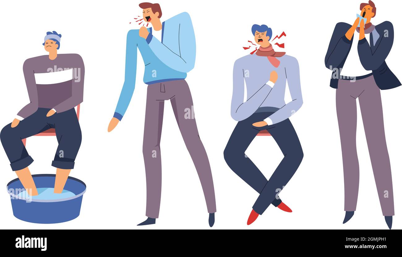 Person caught flu or illness coughing and sneezing Stock Vector Image & Art Alamy