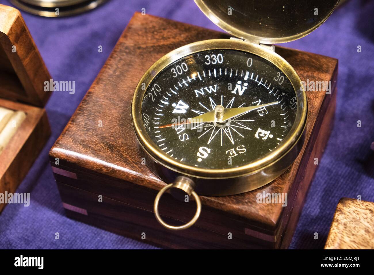 Close view of a vintage compass Stock Photo