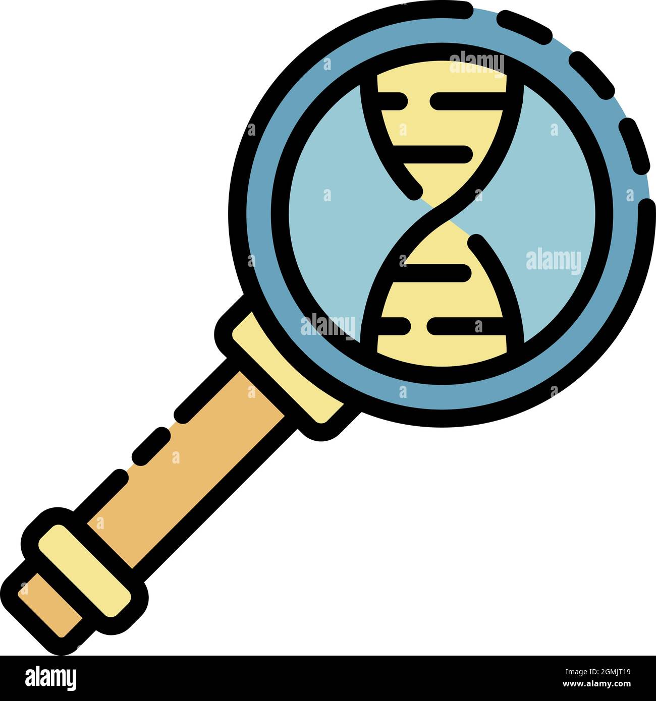 DNA helix in magnifier icon. Outline DNA helix in magnifier vector icon  color flat isolated Stock Vector Image & Art - Alamy