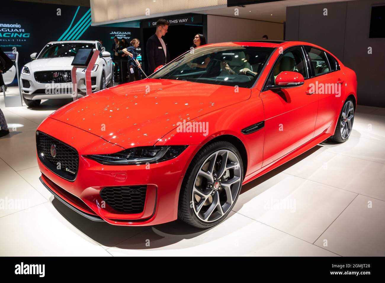 Jaguar XE car showcased at the Frankfurt IAA Motor Show. Germany - September 10, 2019 Stock Photo