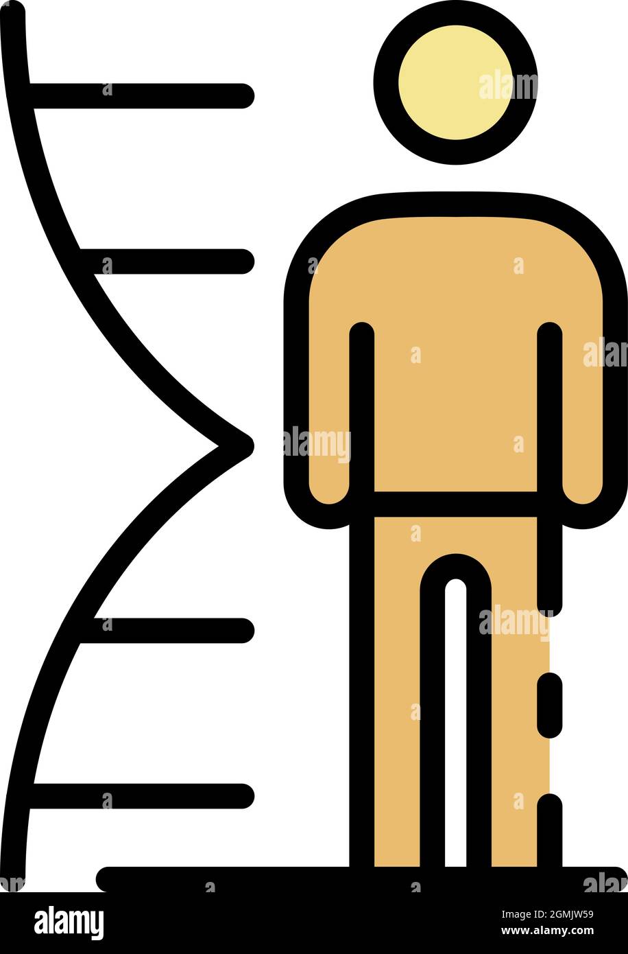 Human DNA icon. Outline human DNA vector icon color flat isolated Stock Vector