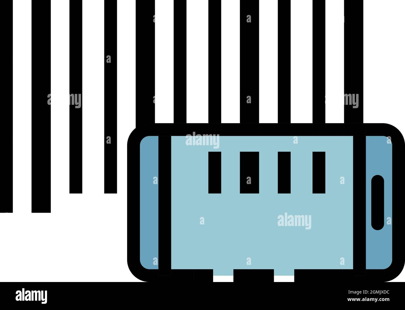 Smartphone barcode reading icon. Outline smartphone barcode reading vector icon color flat isolated Stock Vector