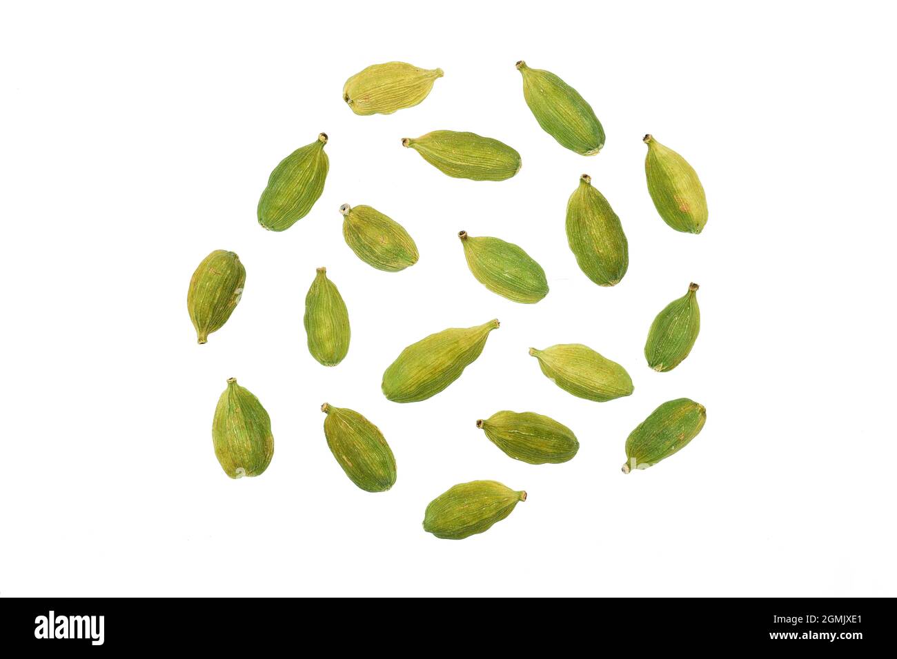 top view of cardamom isolated on white background with clipping path Stock Photo