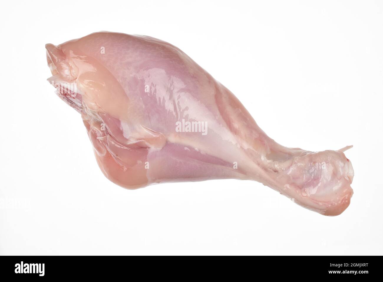 Uncooked Chicken Leg Isolated on White Background with Clipping Path