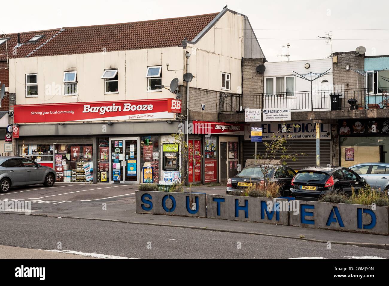 Bargain Booze convenience store selling alcoholic drinks, vaping