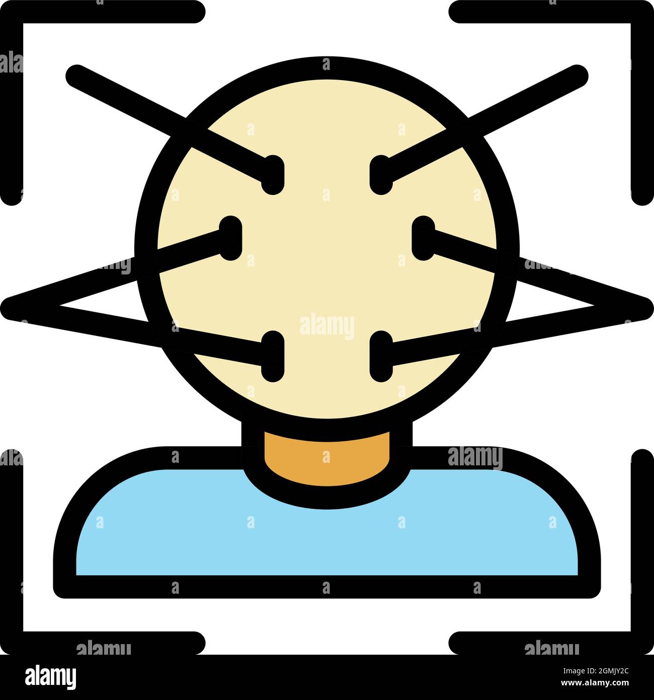 Face id icon. Outline face id vector icon color flat isolated Stock ...